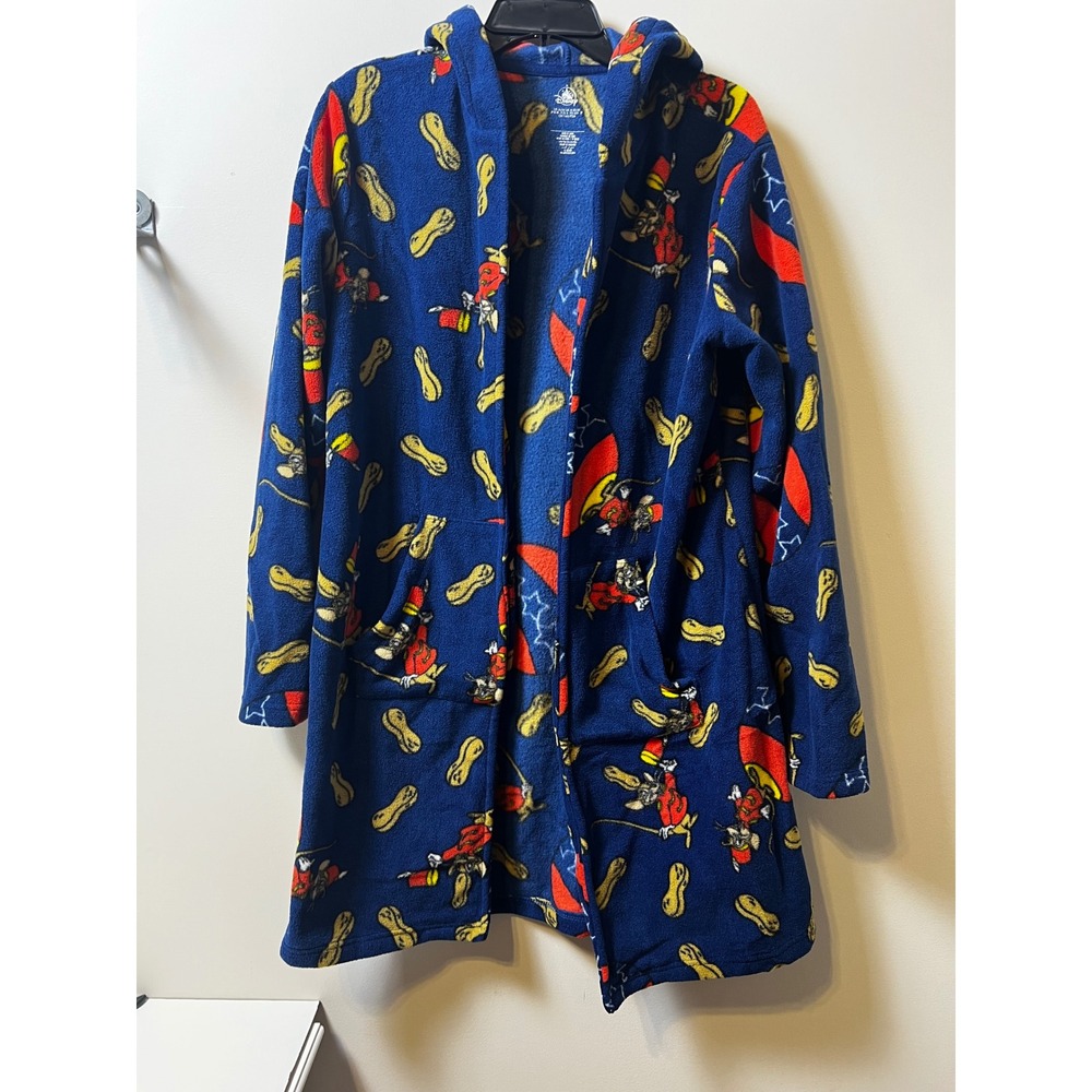 Disney Timmy Q Mouse Dumbo Peanut Character Fleece Hooded Robe Sleepwear Sz M